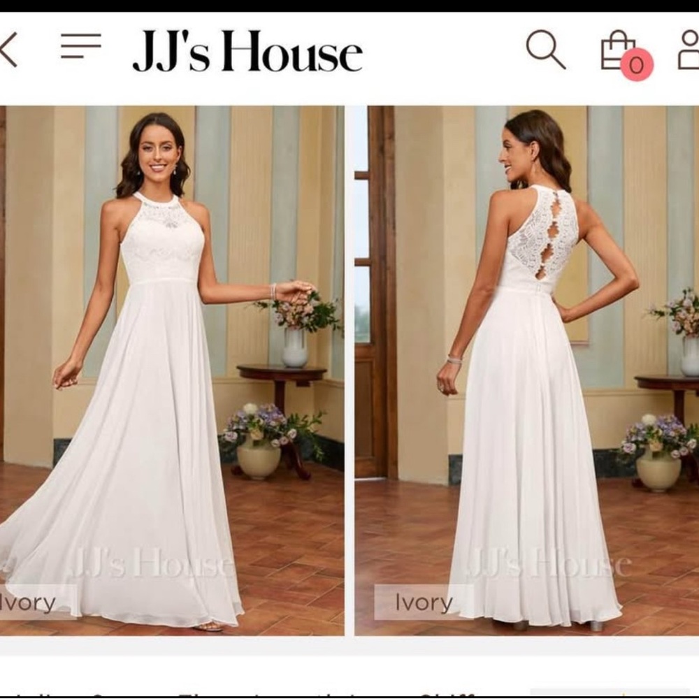 JJ's House Ivory Lace Halter Dress